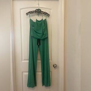 Medium emerald green co-ord set with gold neck detail